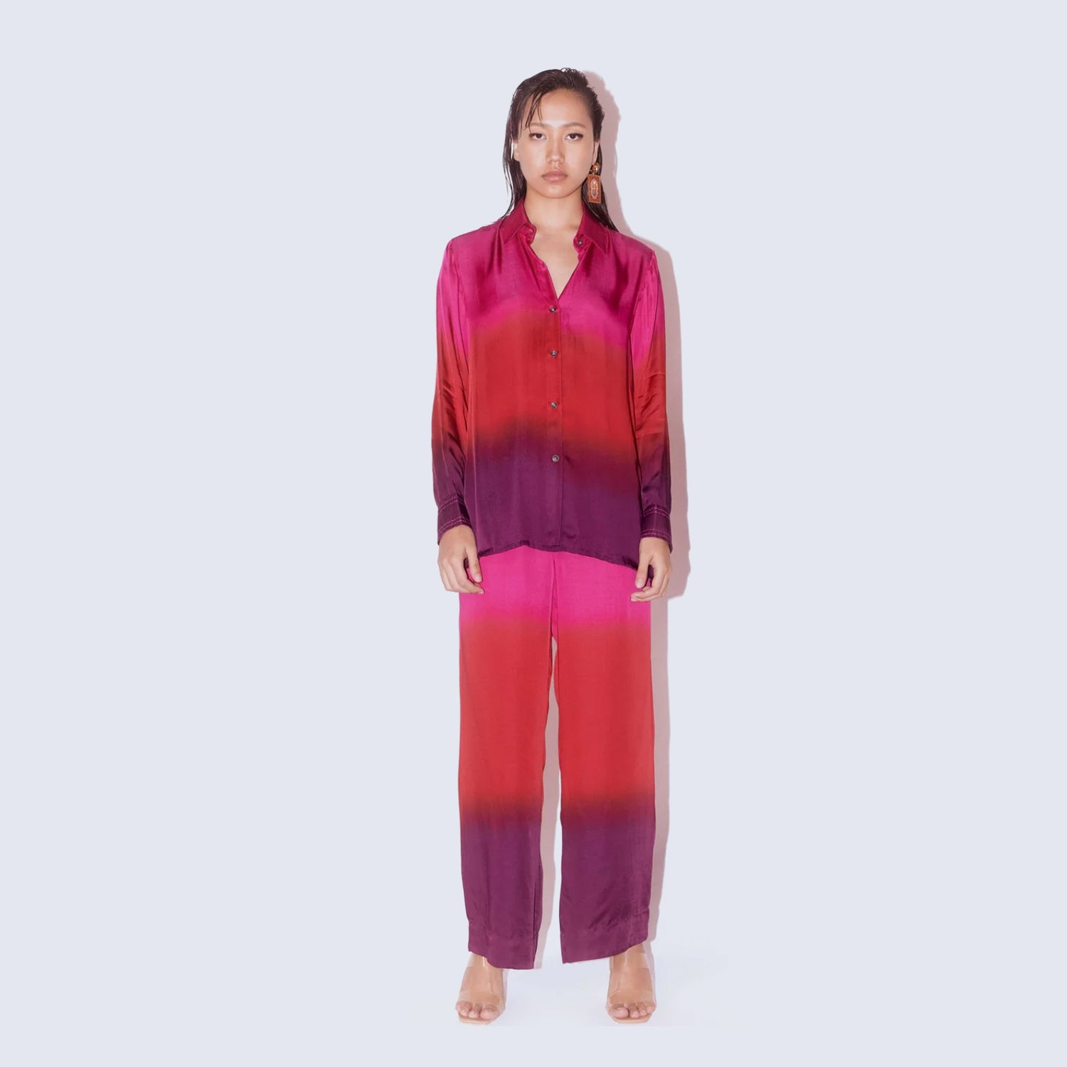 Candy Leheriya Full Silk Set - Tye Dye Pink Purple