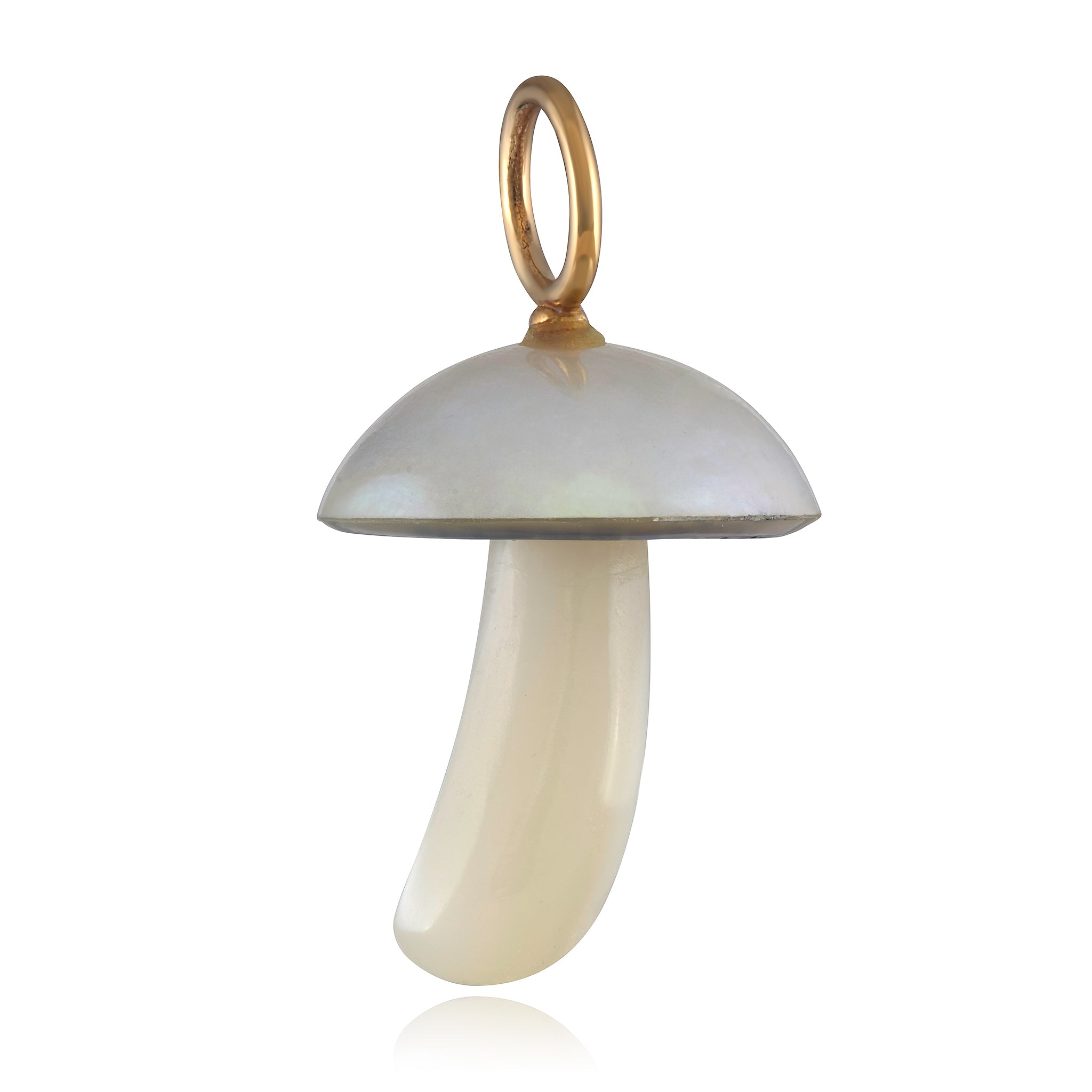 White Pearl And Gold Magic Mushroom Charm