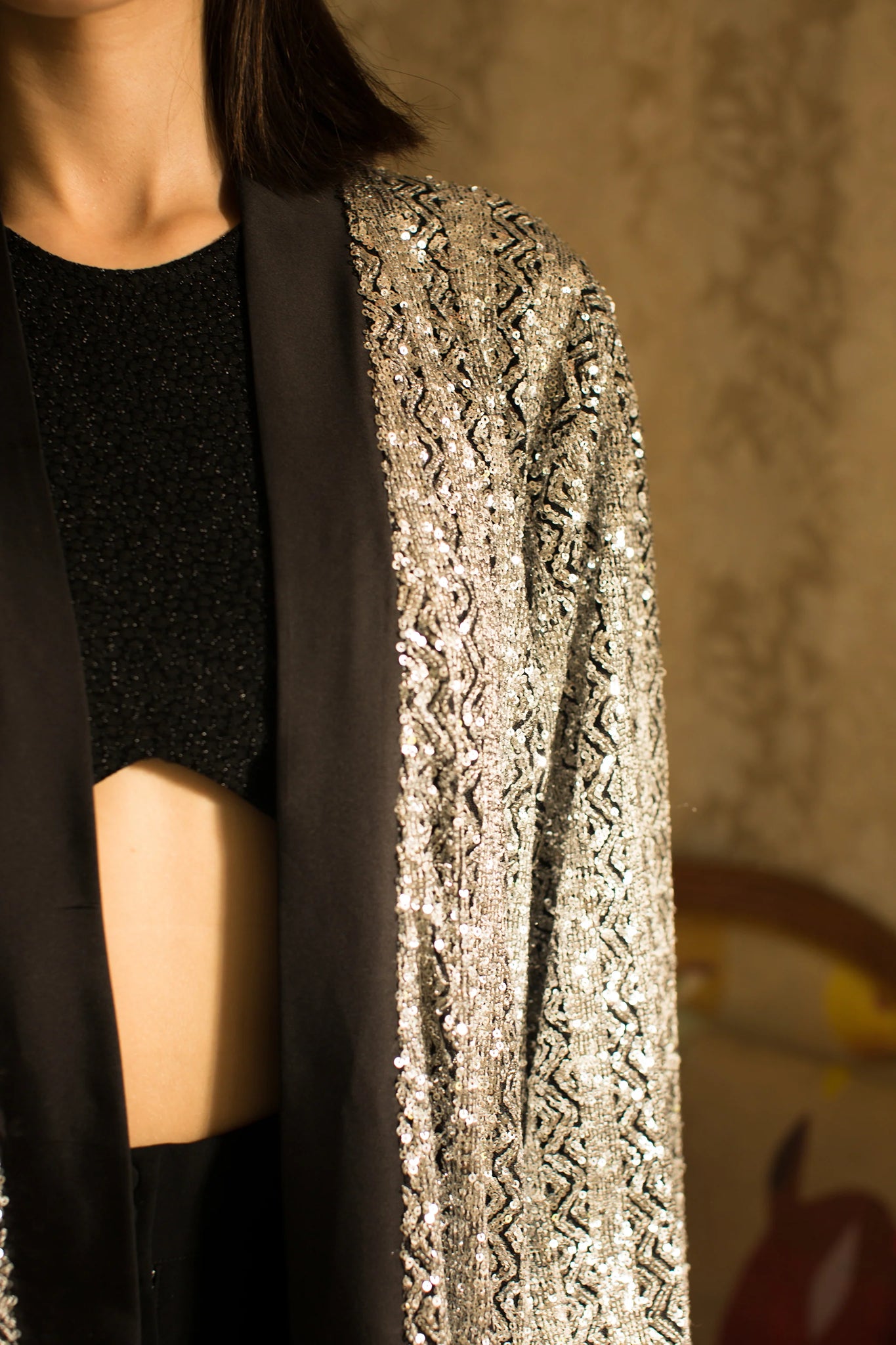 Mirror Sequin Kimono Coat