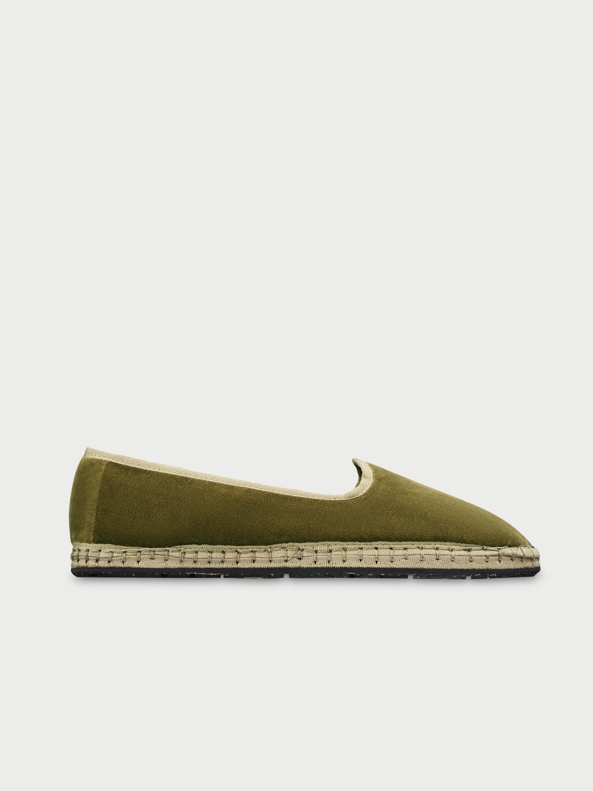 Lola Military Green Velvet Slipper