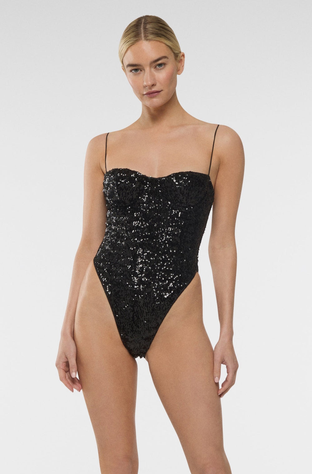 Paillettes Balconette Maillot - Black