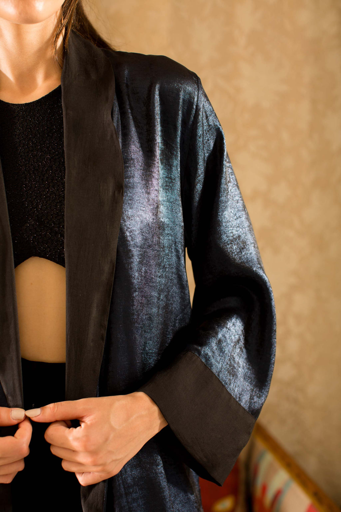 Rick Duster Kimono Metallic Blue