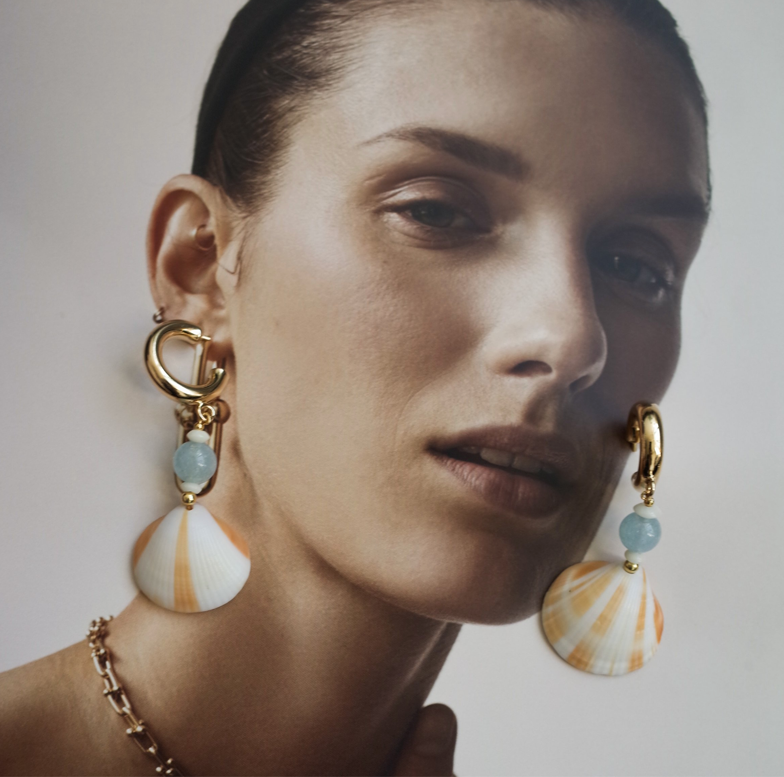 Orange Seashell Earrings