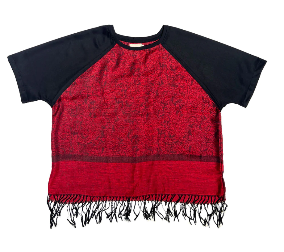 T-Shirt With Short Raglan Sleeves Red