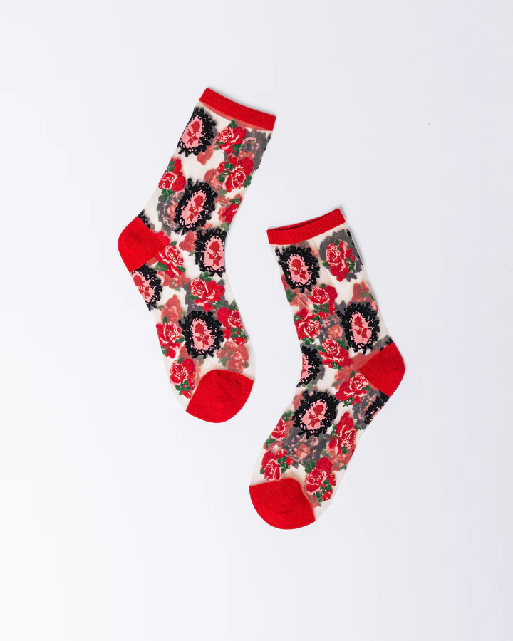 Cameo Rose Sheer Crew Sock