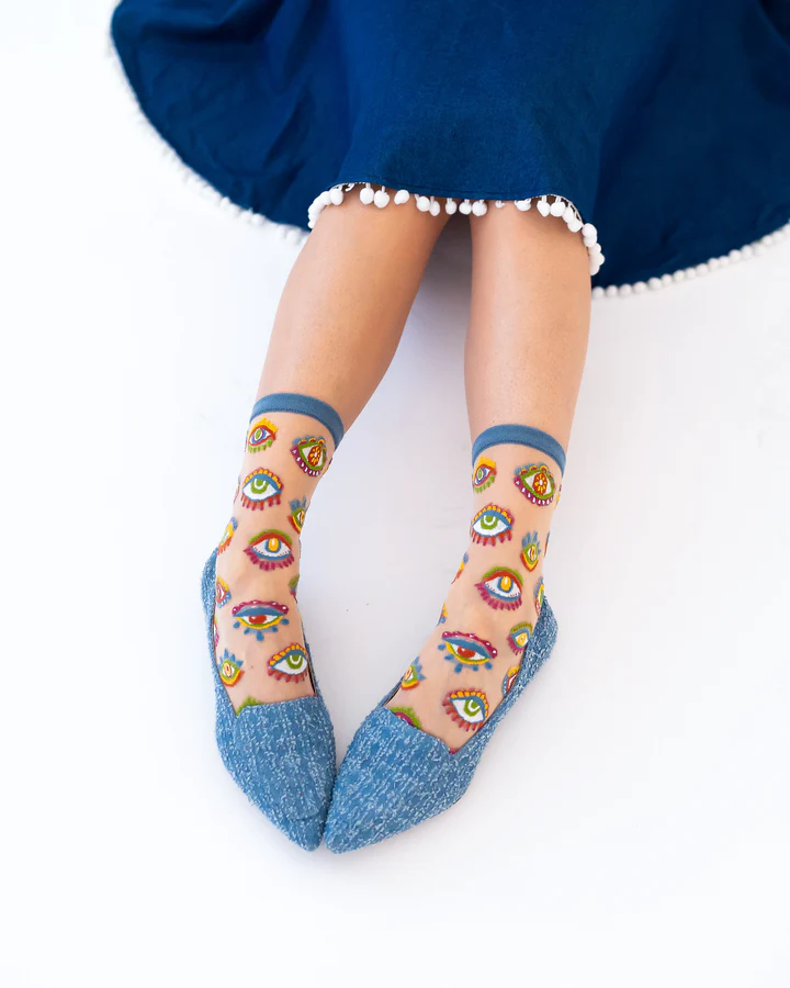 Evil Eye Sheer Crew Sock