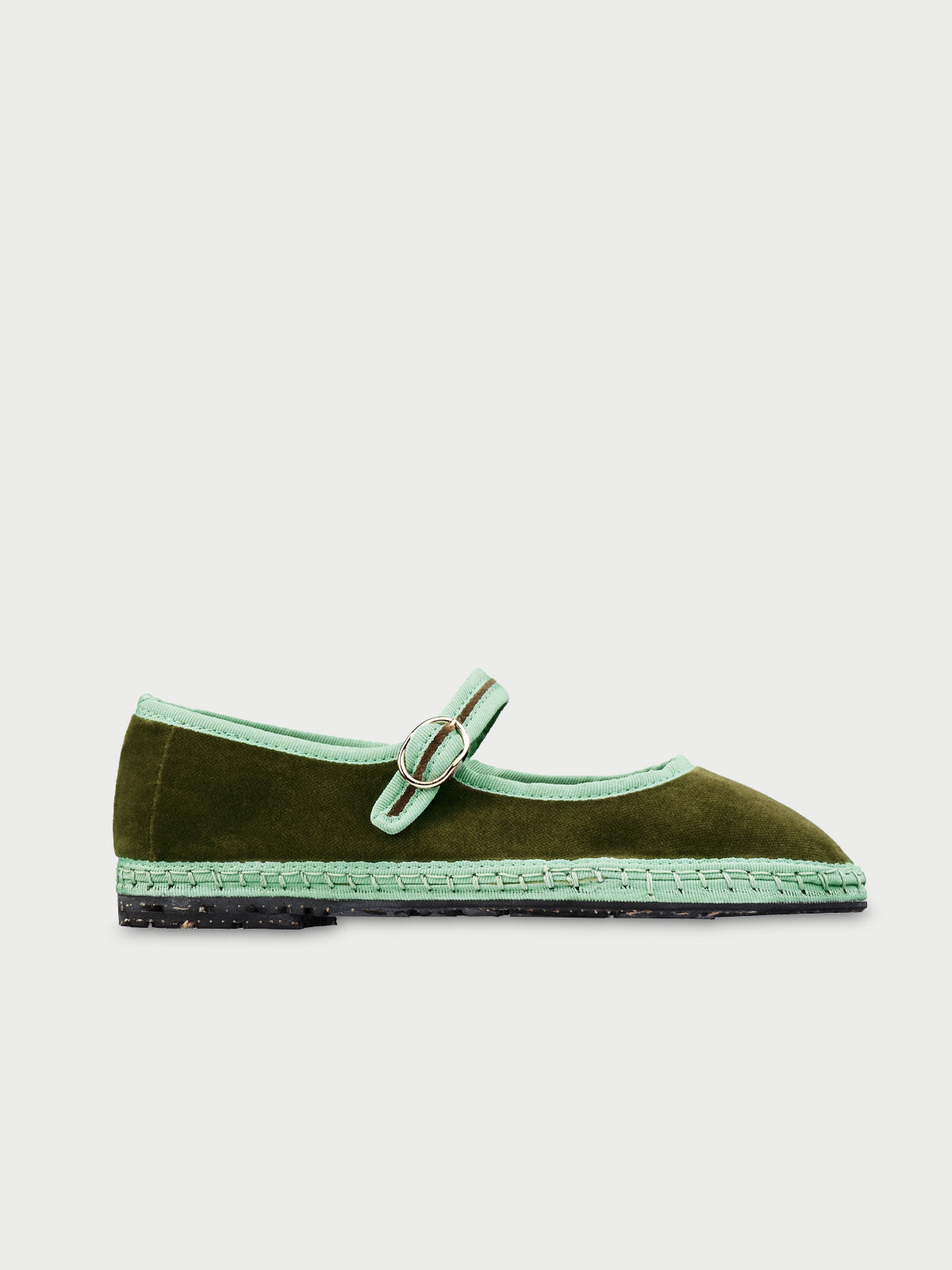 Vera Olive Green Velvet Mary Jane